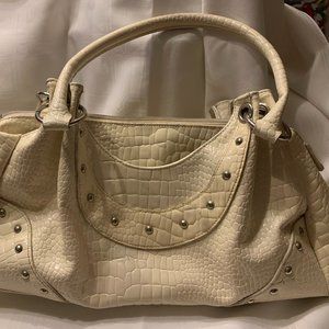 Vintage RhizLiza Ivory Leather Snakeskin Design Shoulderbag